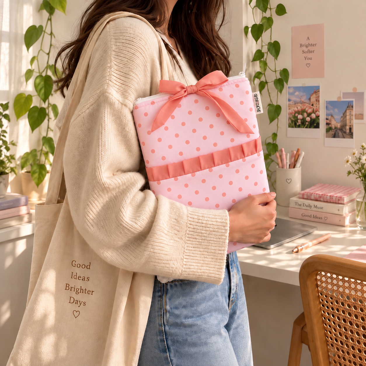 Orange & Pink Polka - Ipad Sleeve