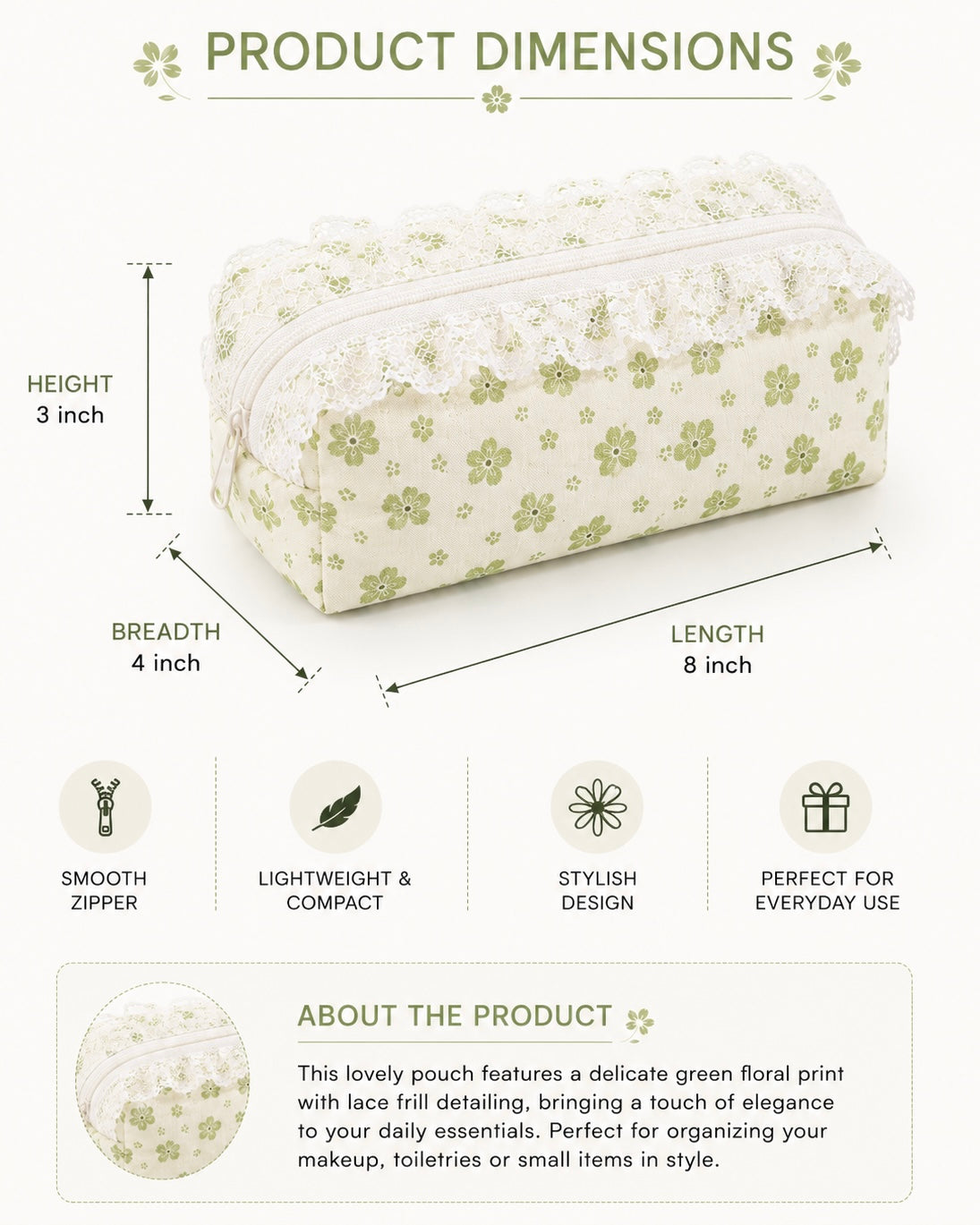 Green Floral - Pouch