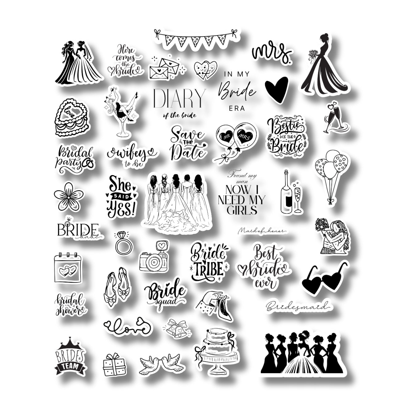 Bride & Bridesmaids Sticker Sheet