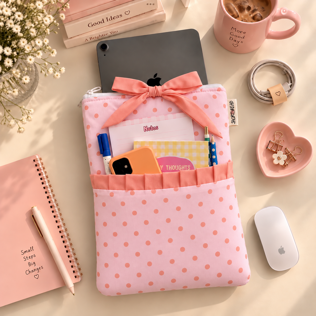 Orange & Pink Polka - Ipad Sleeve