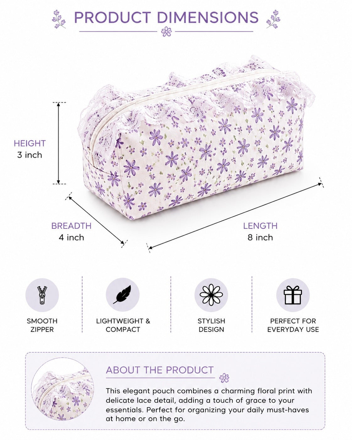 Purple Floral - Pouch
