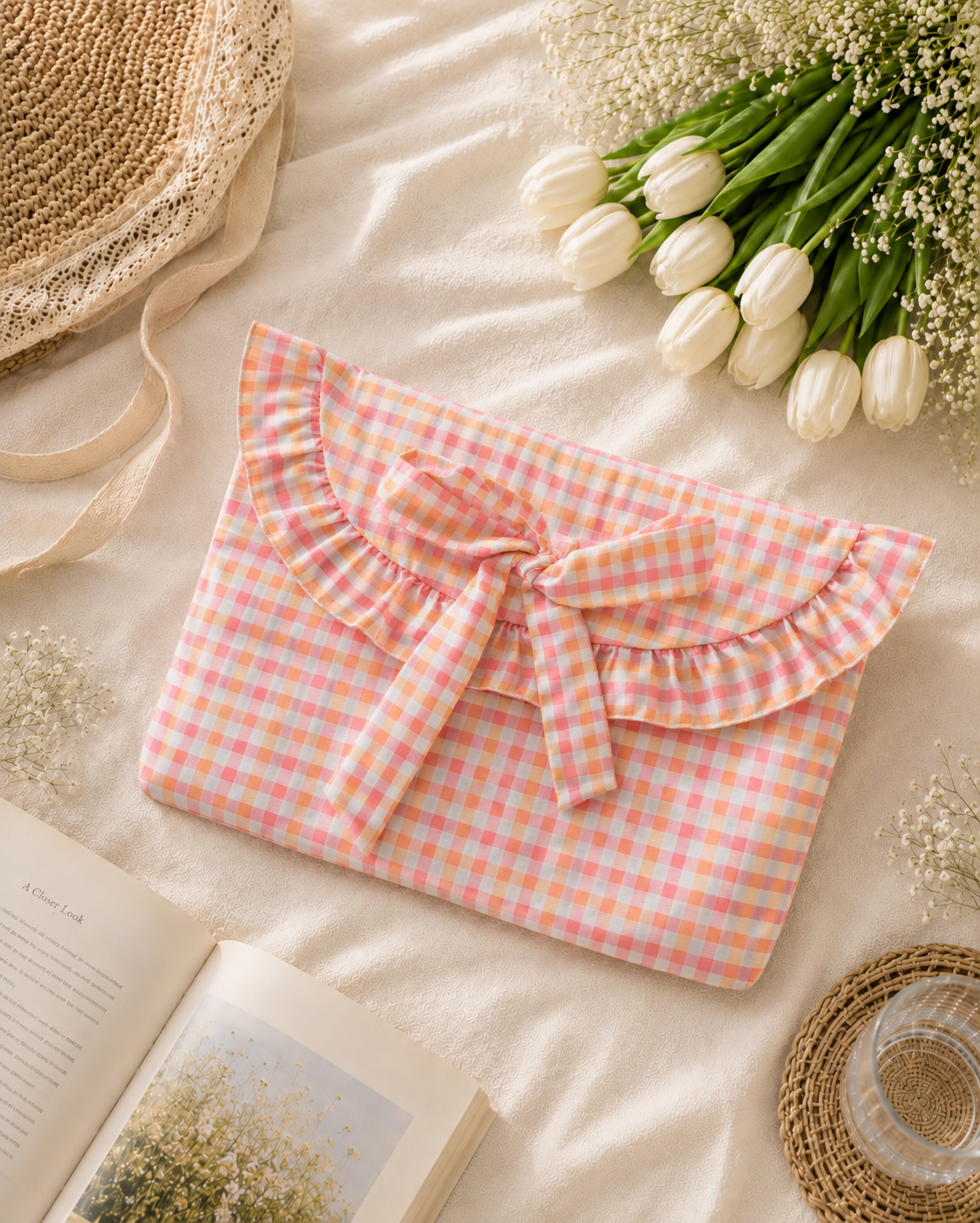 Laptop Sleeve-Green Gingham