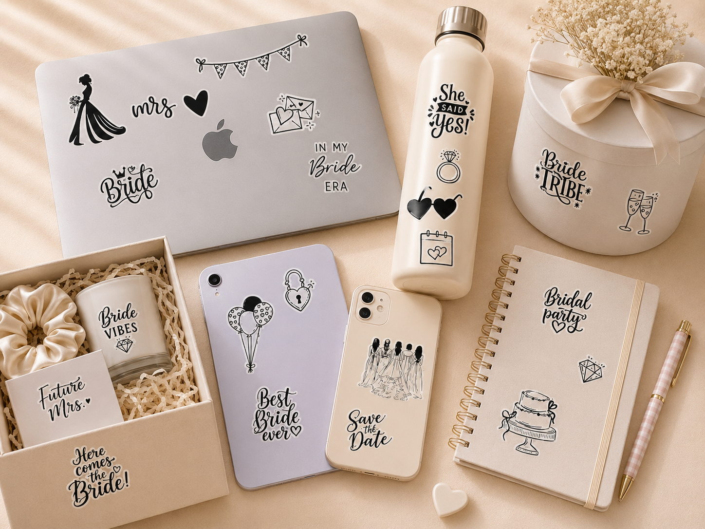 Bride & Bridesmaids Sticker Sheet