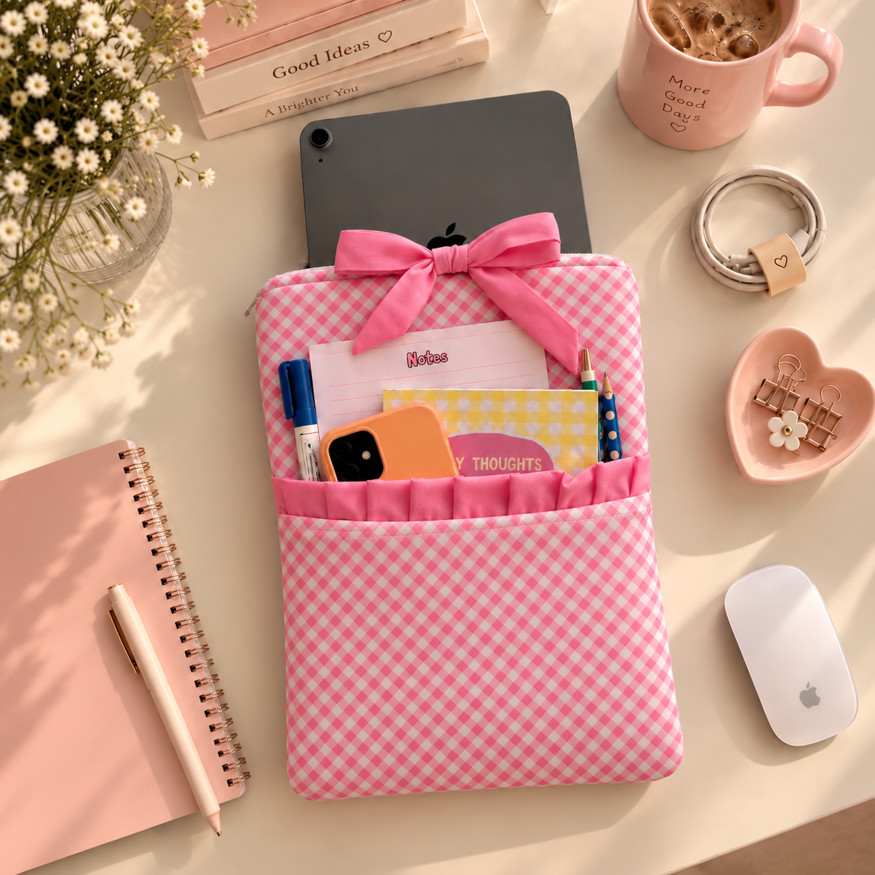 Pink Gingham - Ipad Sleeve