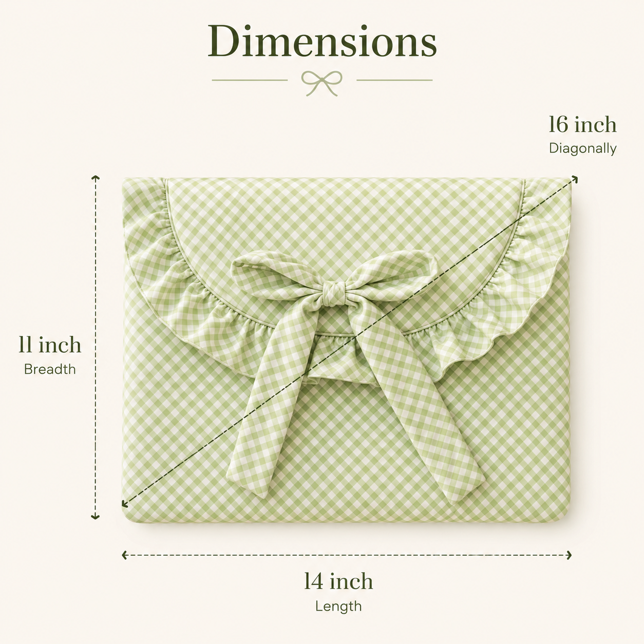 Laptop Sleeve-Green Gingham