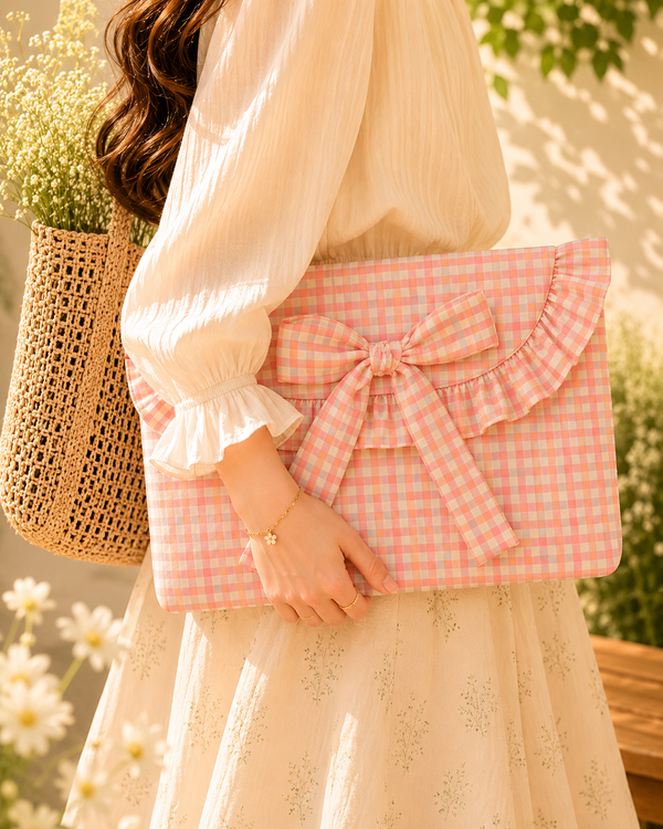 Laptop Sleeve-Green Gingham