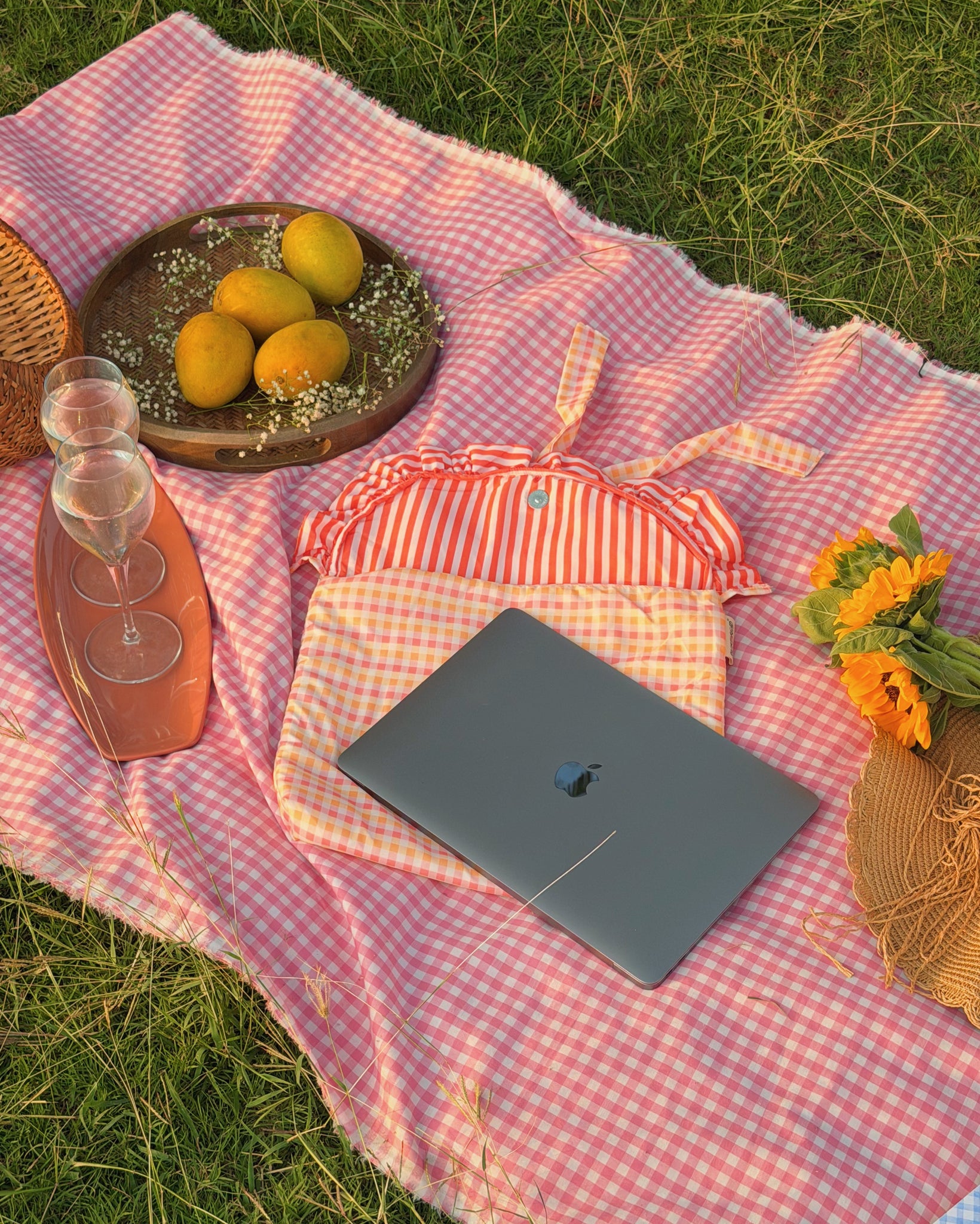 Laptop Sleeve-Orange Gingham