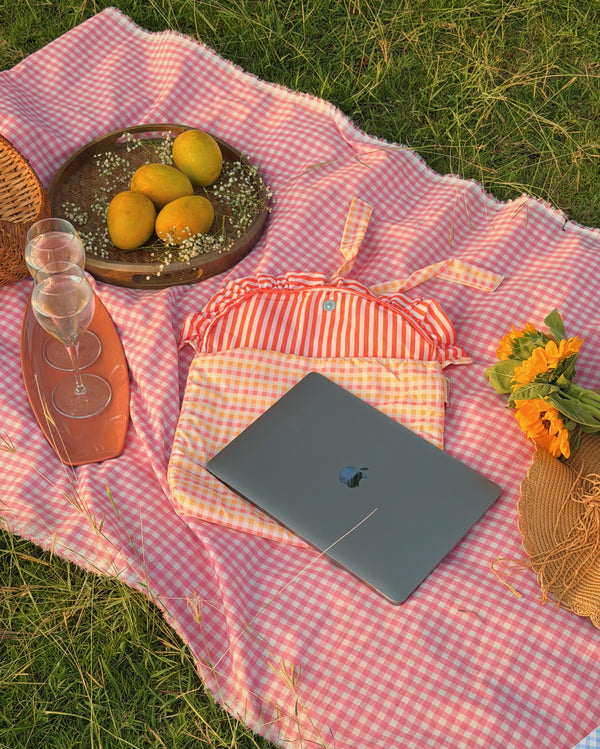Laptop Sleeve-Orange Gingham