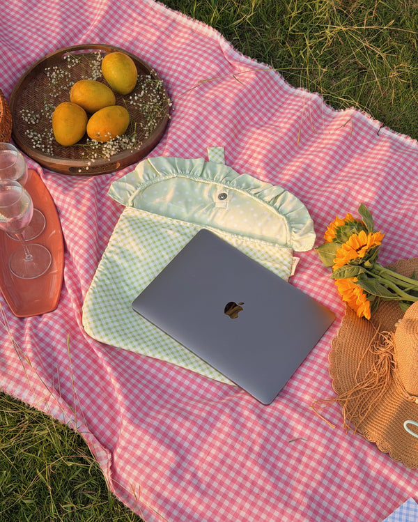 Laptop Sleeve-Green Gingham
