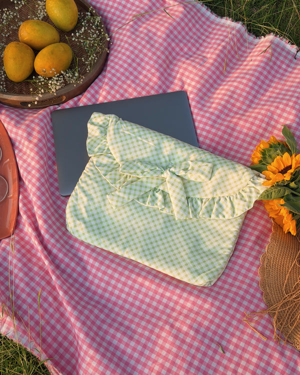 Laptop Sleeve-Green Gingham
