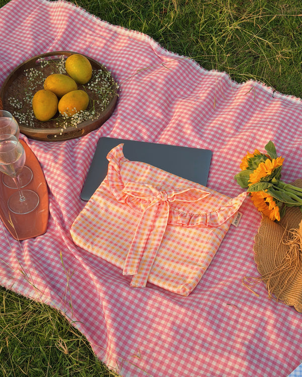 Laptop Sleeve-Orange Gingham