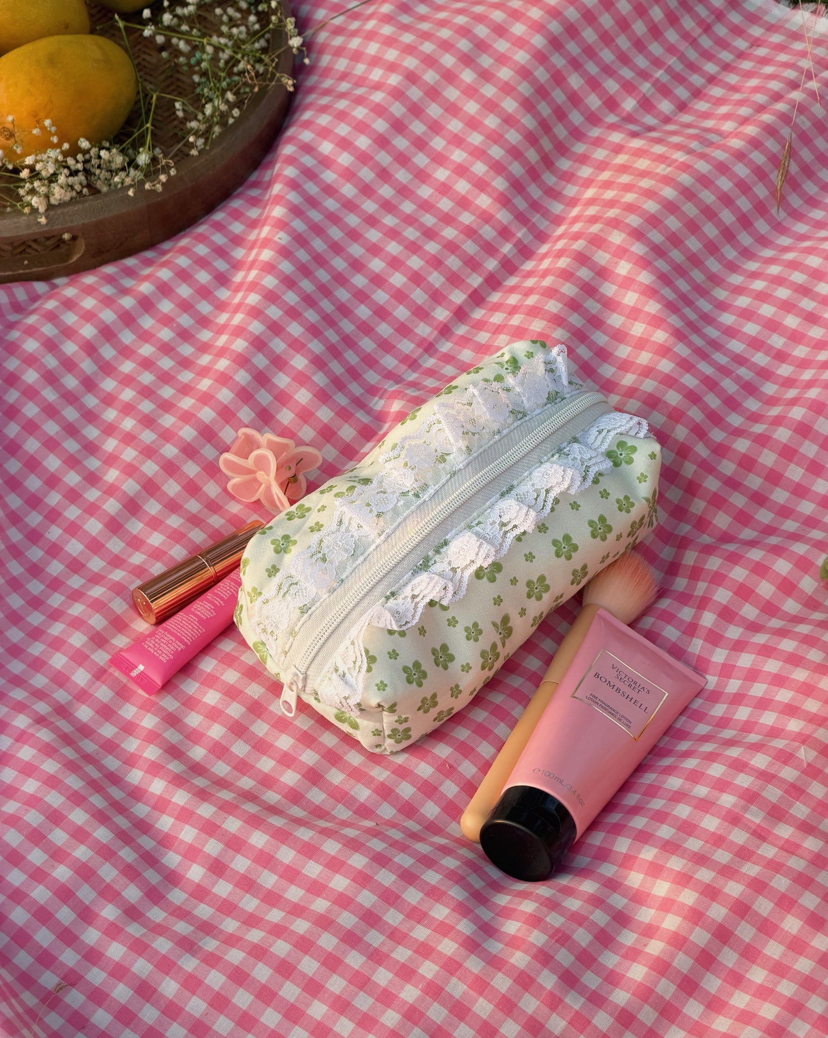Green Floral - Pouch