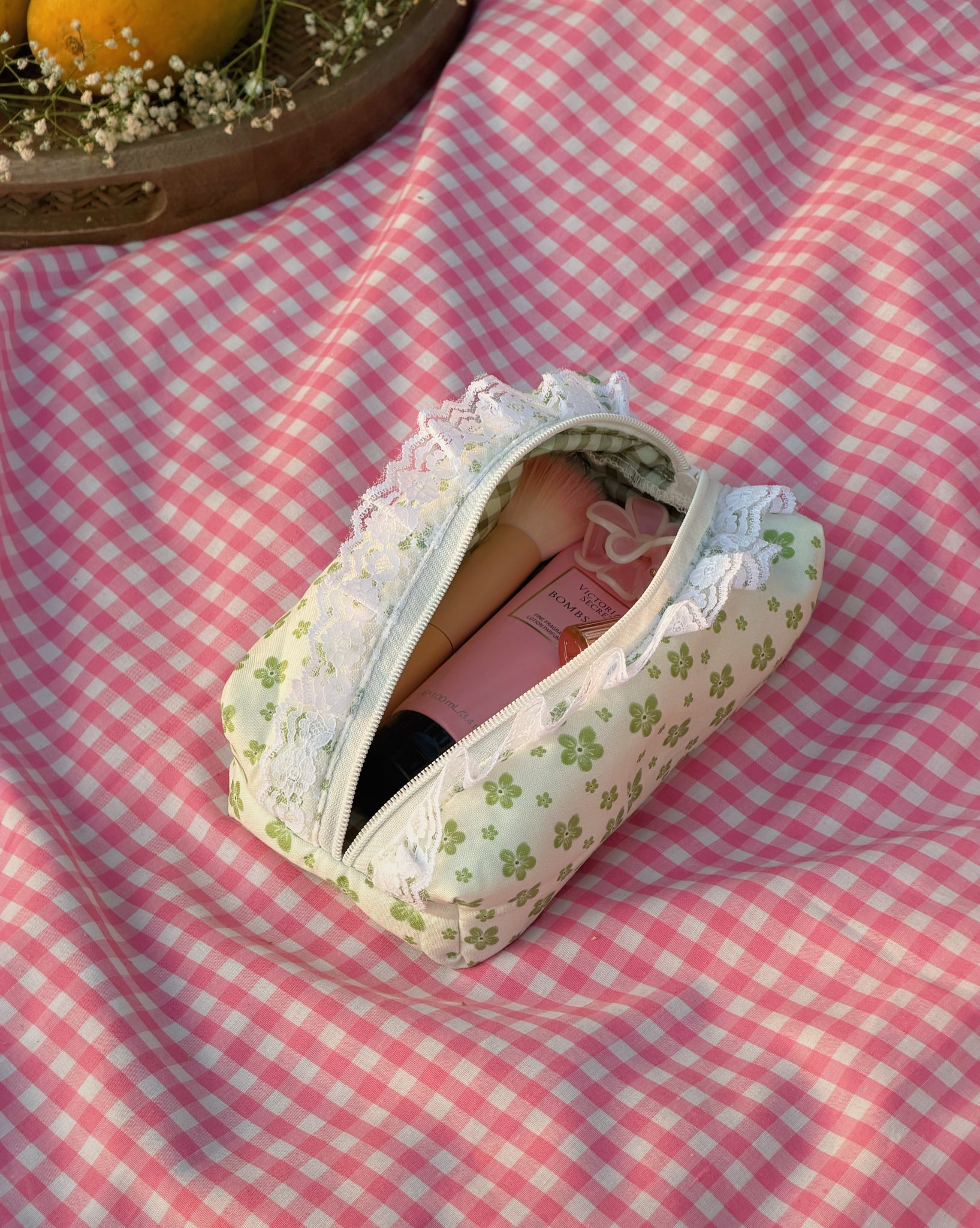 Green Floral - Pouch