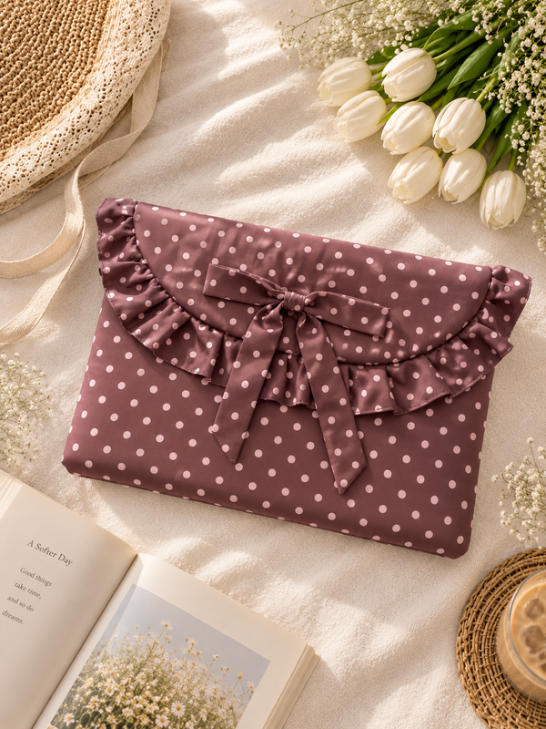 Laptop Sleeve- Brown and Pink Polka