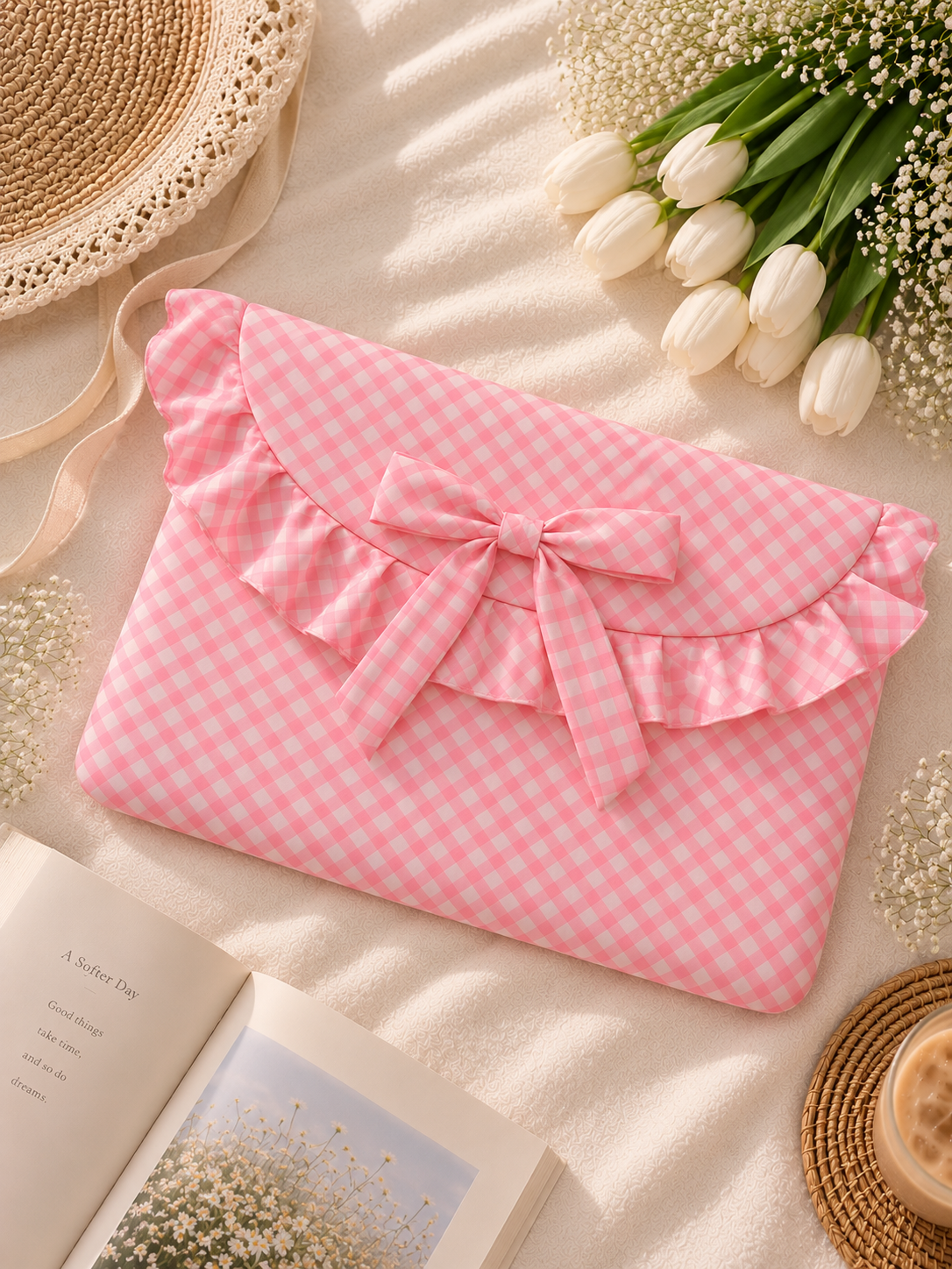 Laptop Sleeve-Pink Gingham