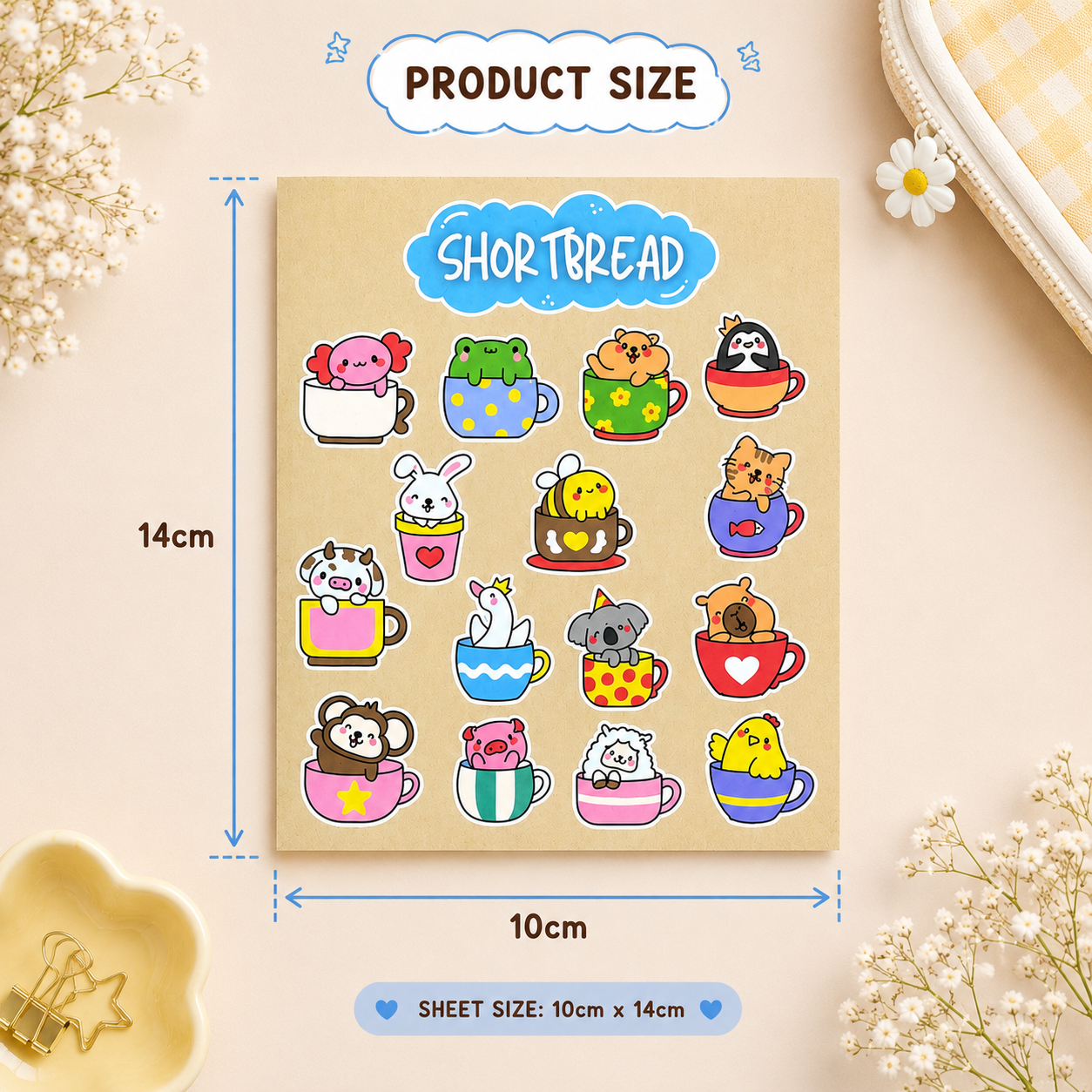 Animals in Cup - Kawaii Sticker