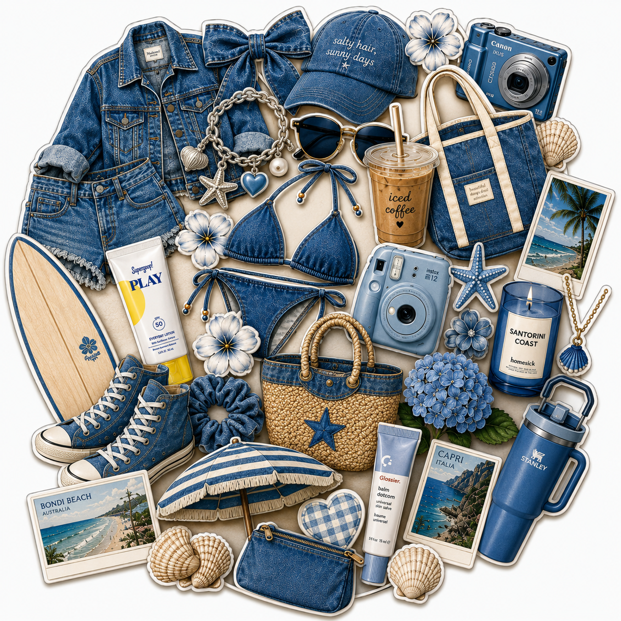Denim Blue - Journal Stickers