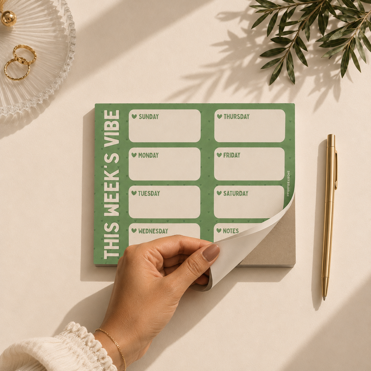 Weekly Planner Pad Green