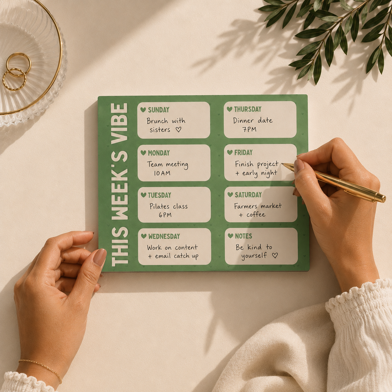 Weekly Planner Pad Green