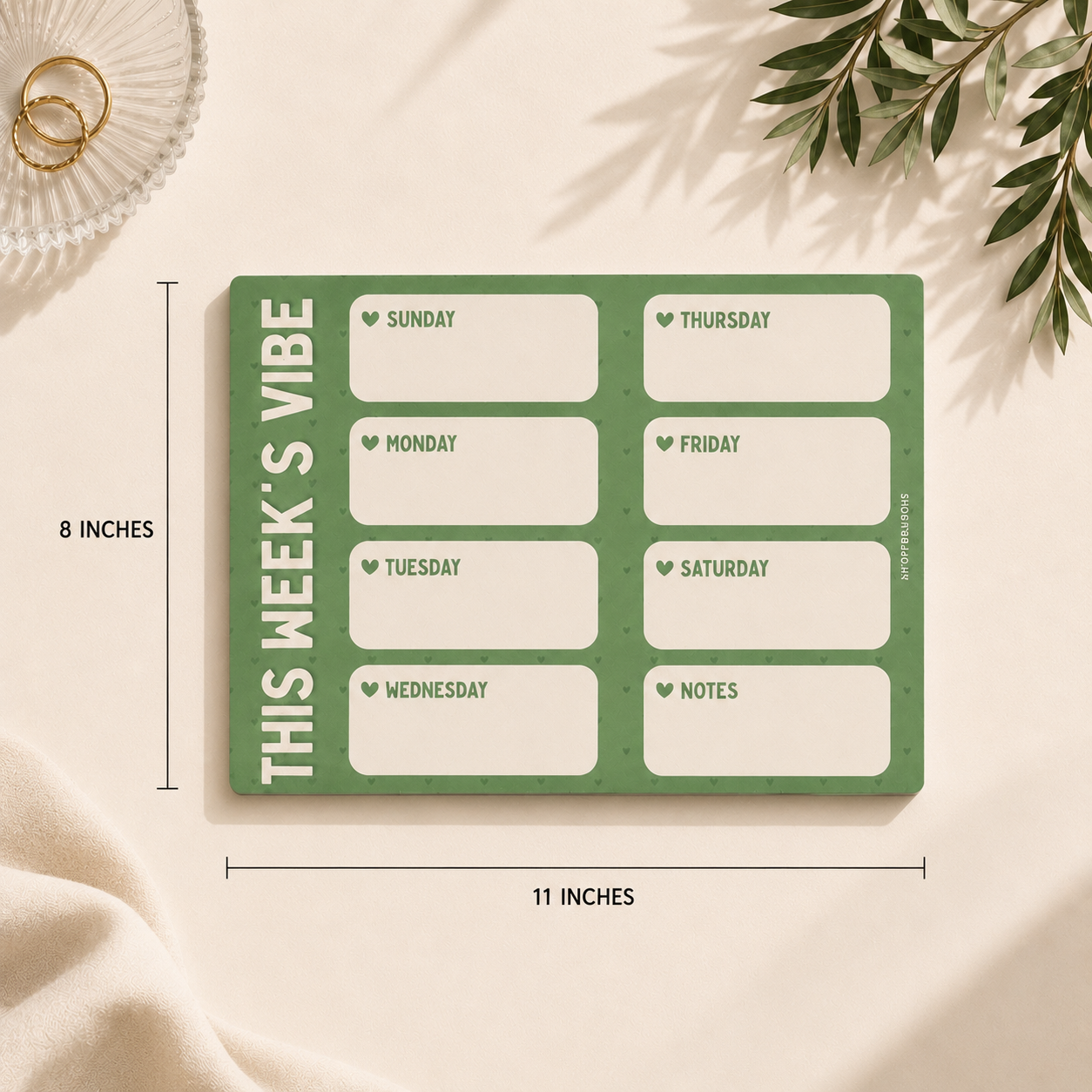 Weekly Planner Pad Green