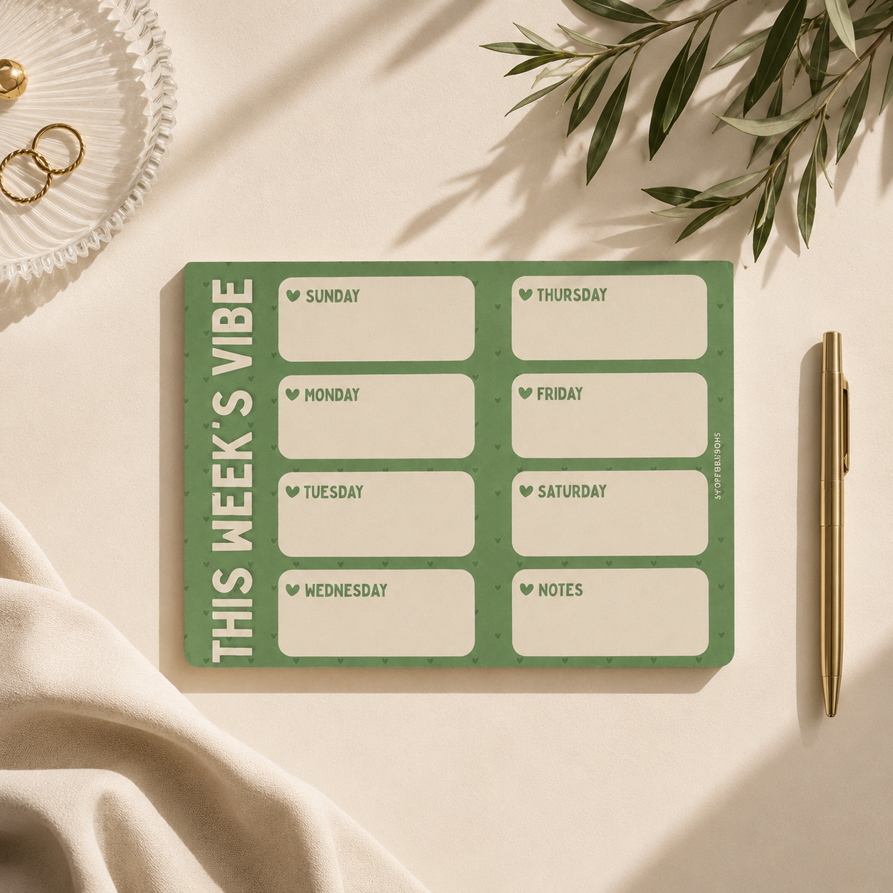 Weekly Planner Pad Green