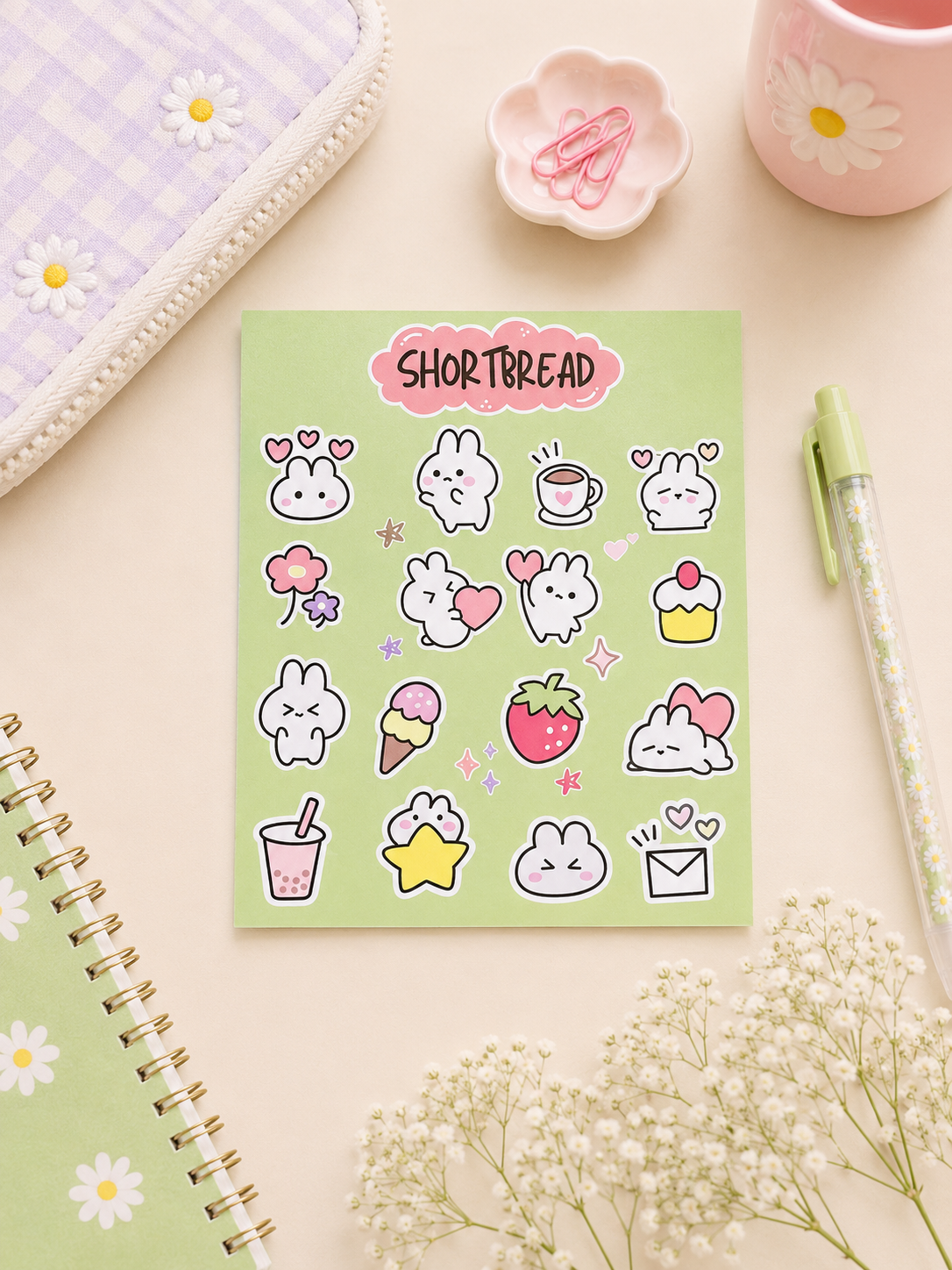 Green Bunny - Kawaii Sticker