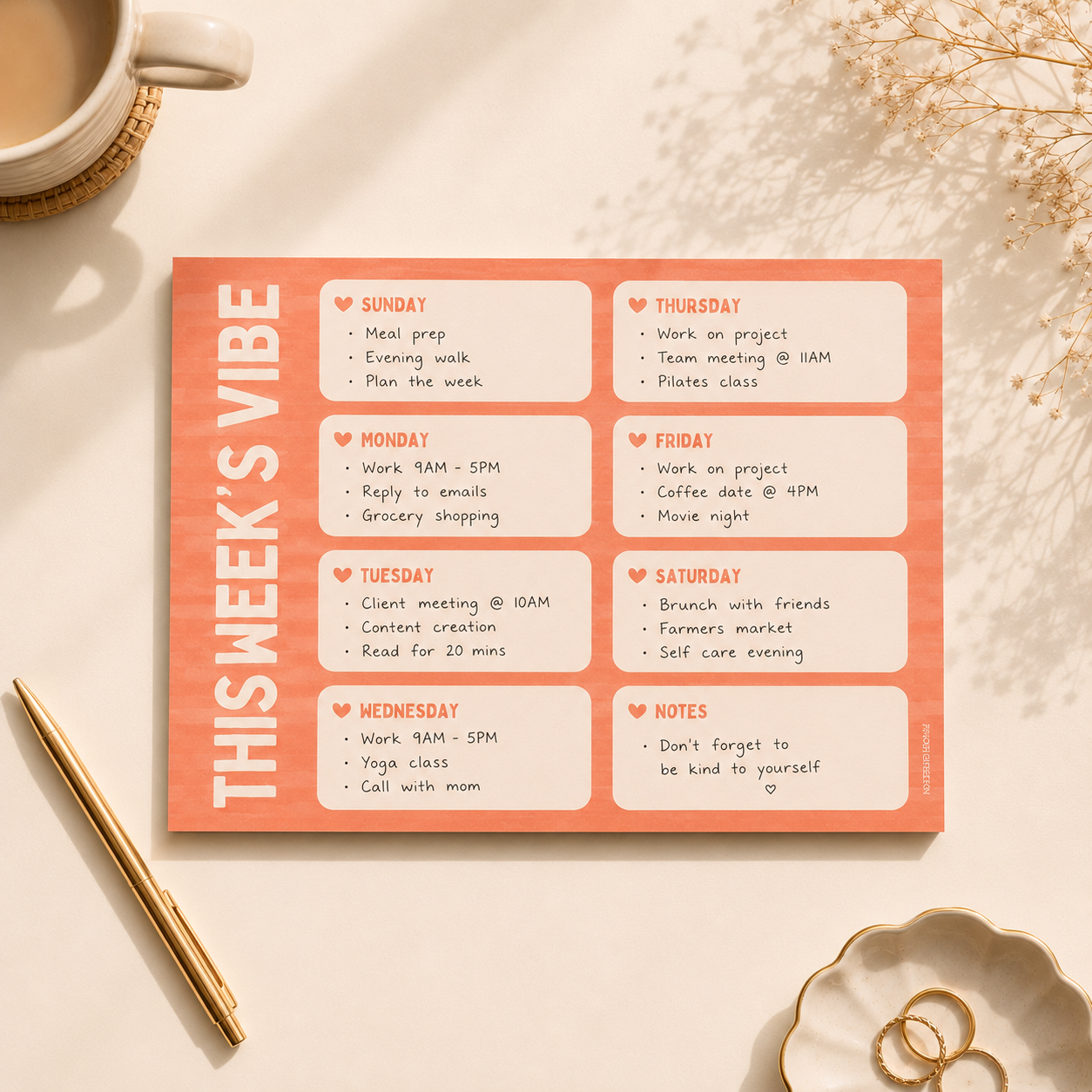 Weekly Planner Pad Orange
