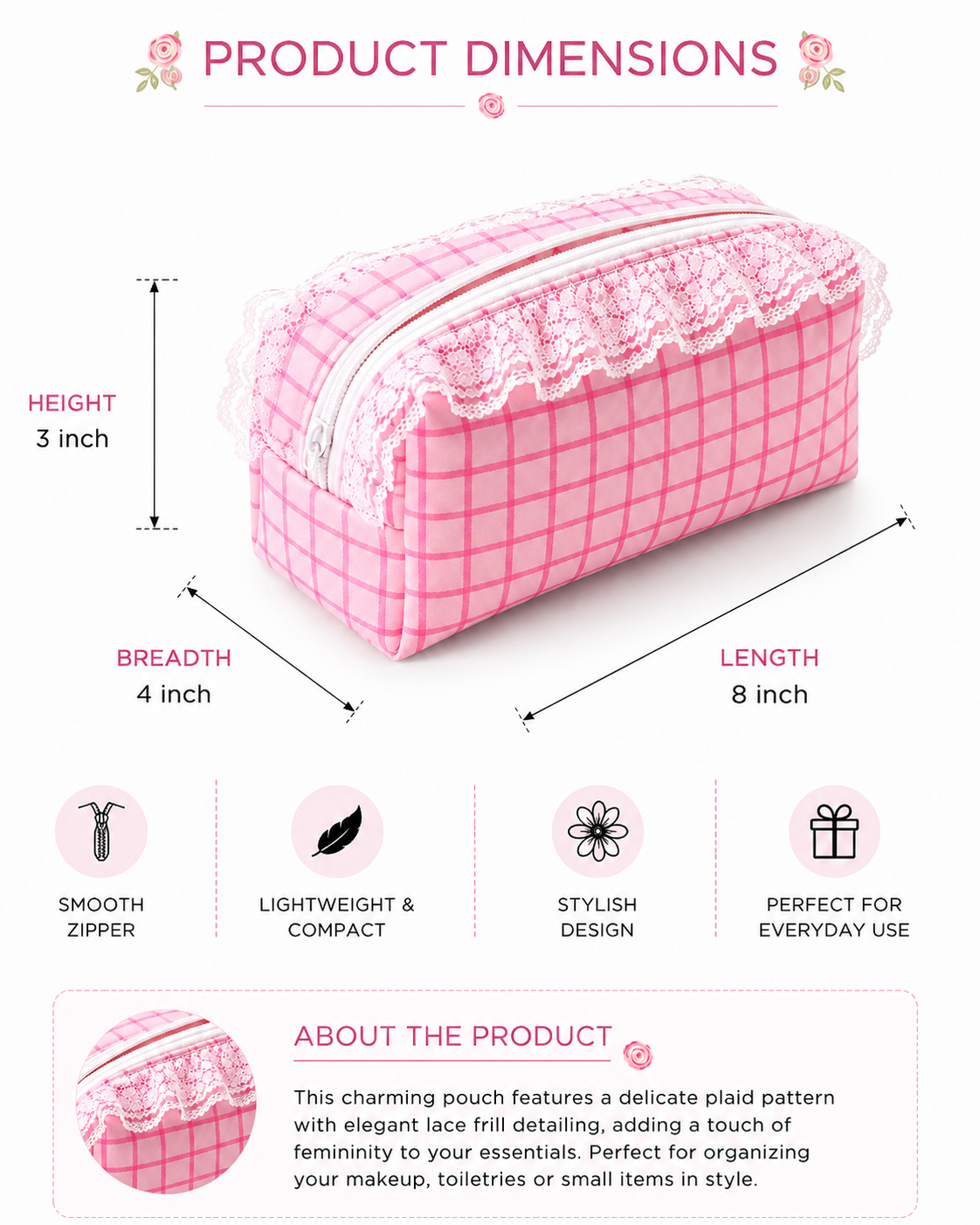 Pink Checks - Pouch